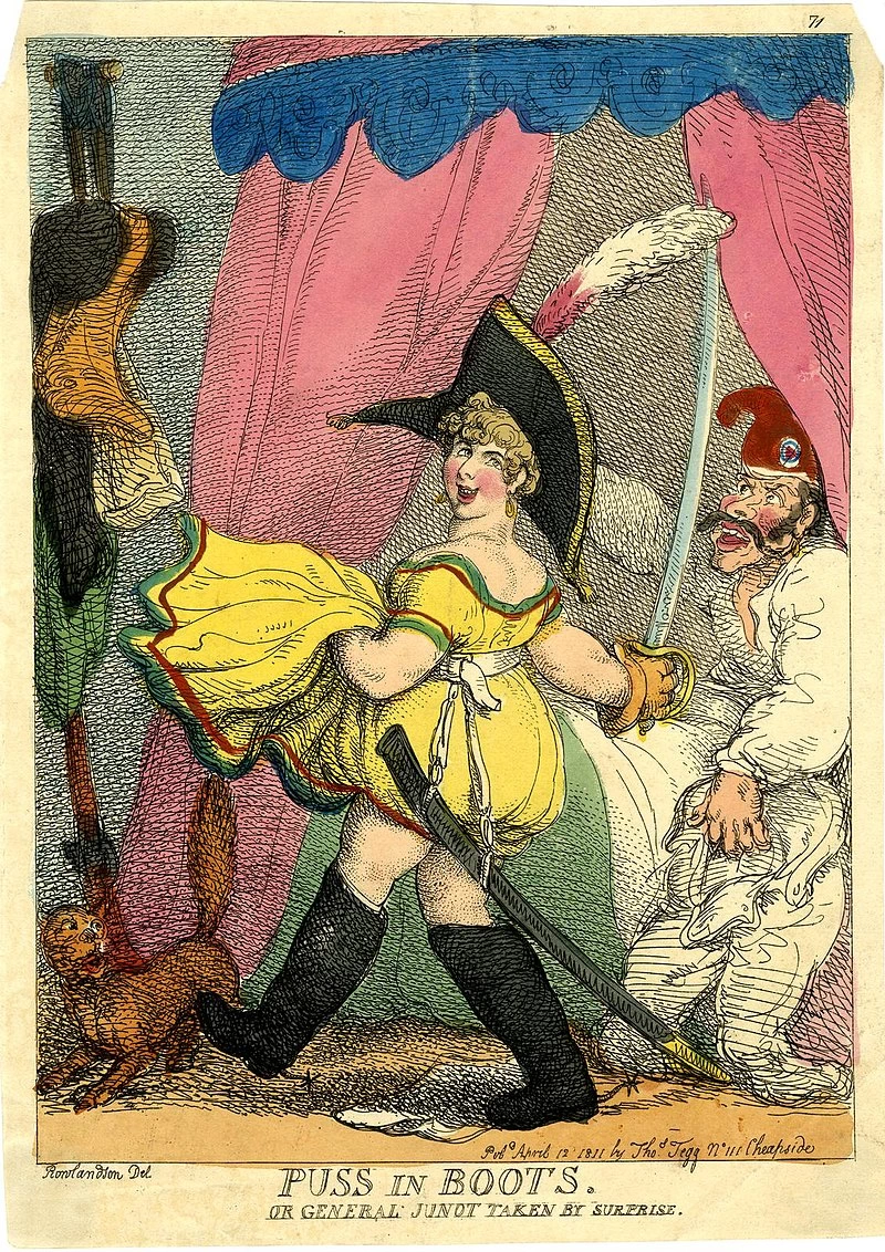 Thomas Rowlandson-169-Un mantello spagnoloIl gatto con gli stivali o il generale Junot preso